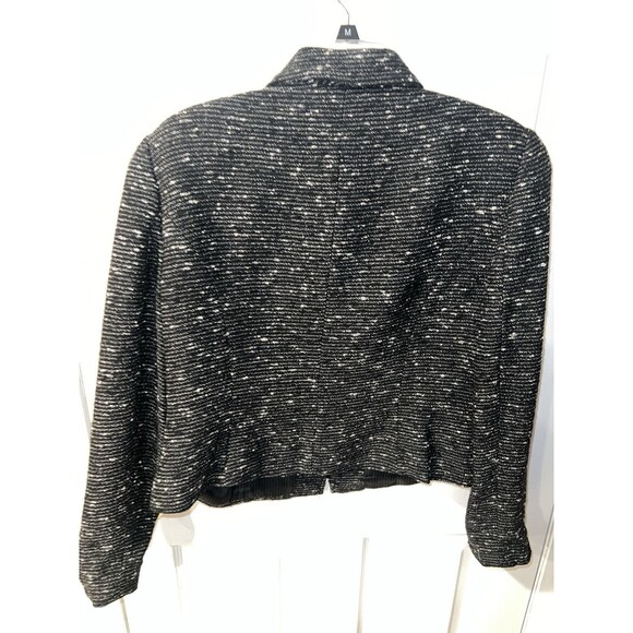 Florine Wachter Blazer Womens Sz 14 USA Black Cropped Zip Up Wool Tweed Career - Picture 5 of 7